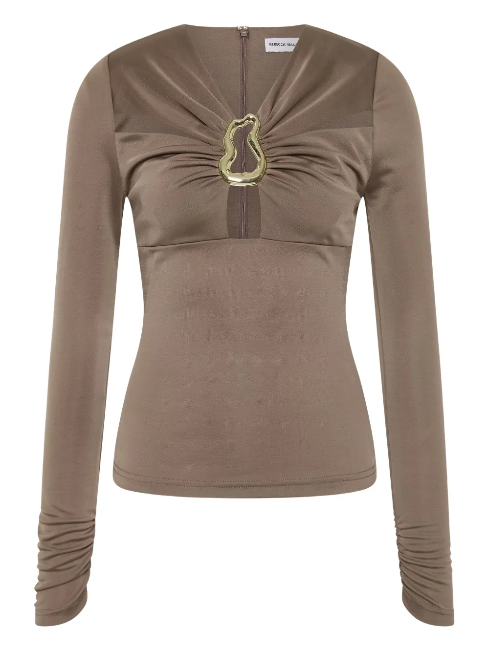 Rebecca Vallance Blouse met keyhole hals en lange mouwen Bruin