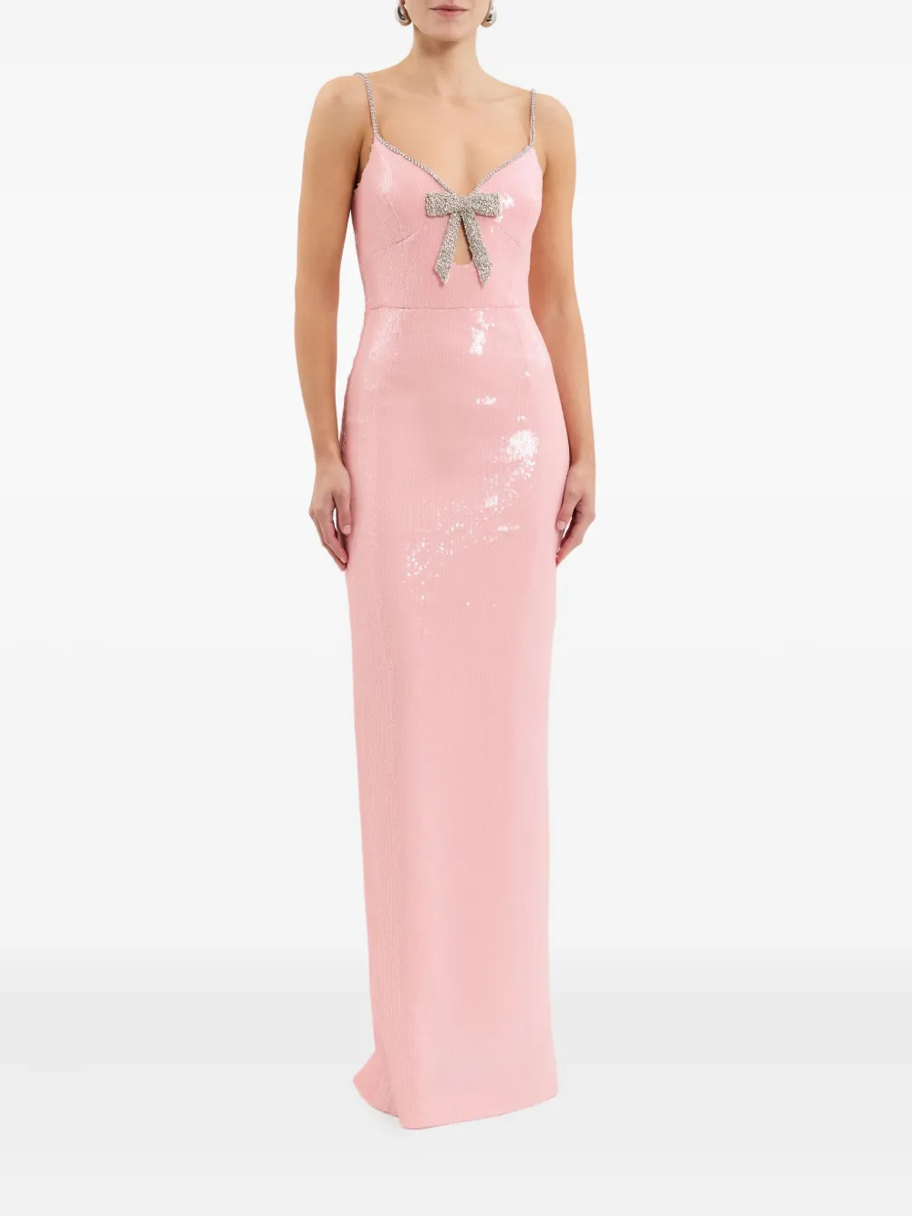 Rebecca Vallance Loxley maxi-jurk met pailletten en strik - Roze