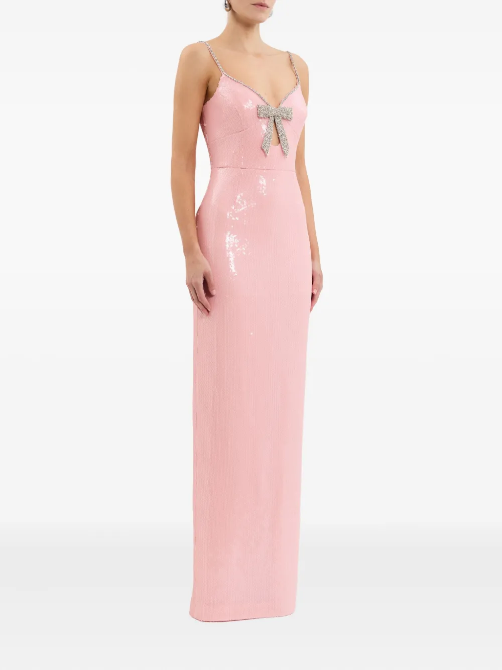 Rebecca Vallance Loxley maxi-jurk met pailletten en strik Roze