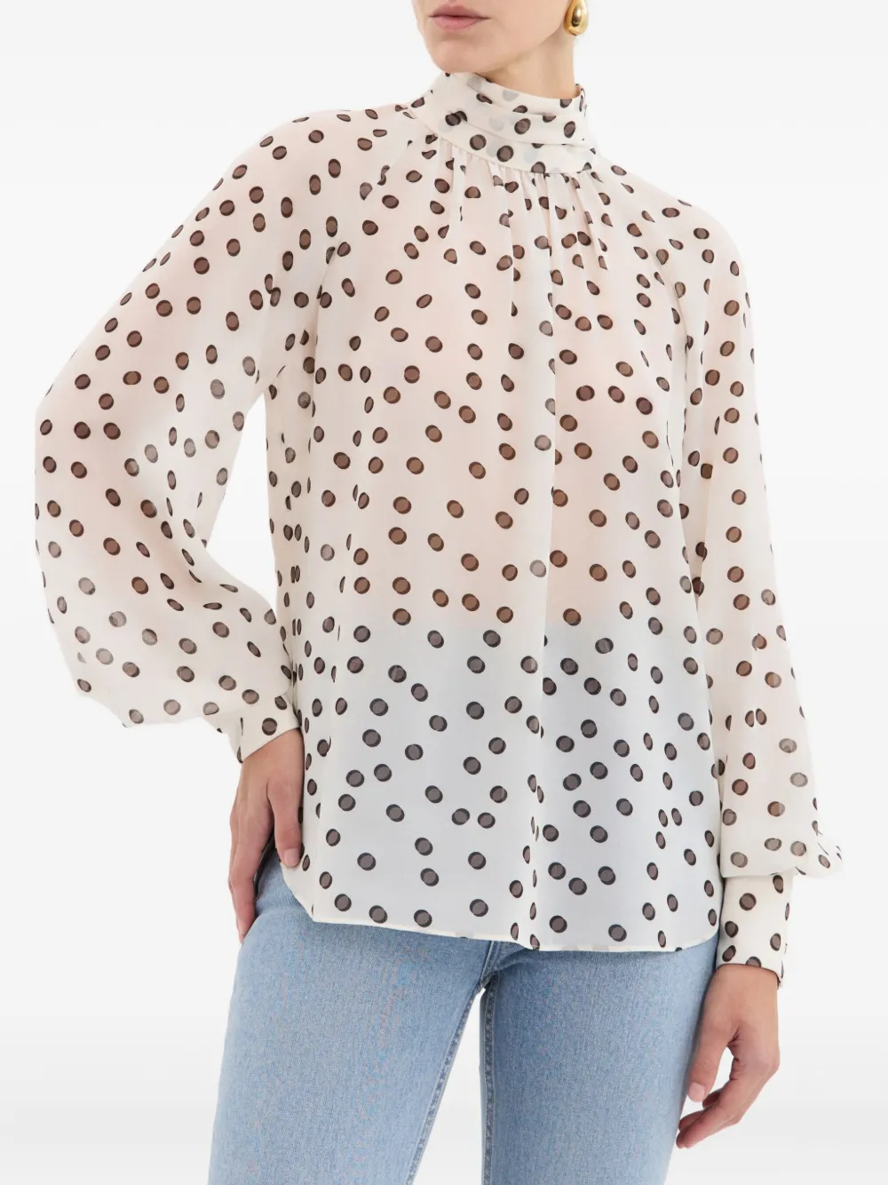 Rebecca Vallance Candice Polka-dot High-neck Blouse In Multi
