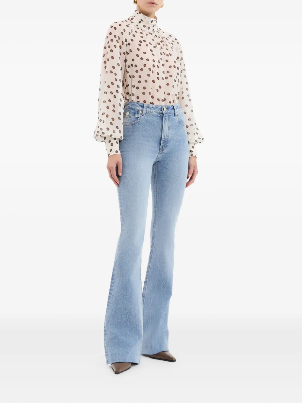 Rebecca Vallance Candice Polka-dot High-neck Blouse In Multi