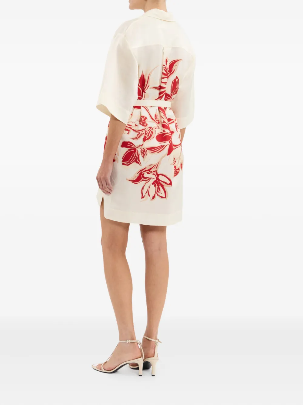 Rebecca Vallance Tallara Floral-print Belted Mini Dress In Neutral