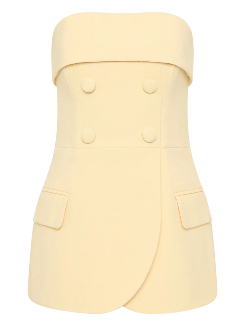 Rebecca Vallance strapless double-breasted top Geel