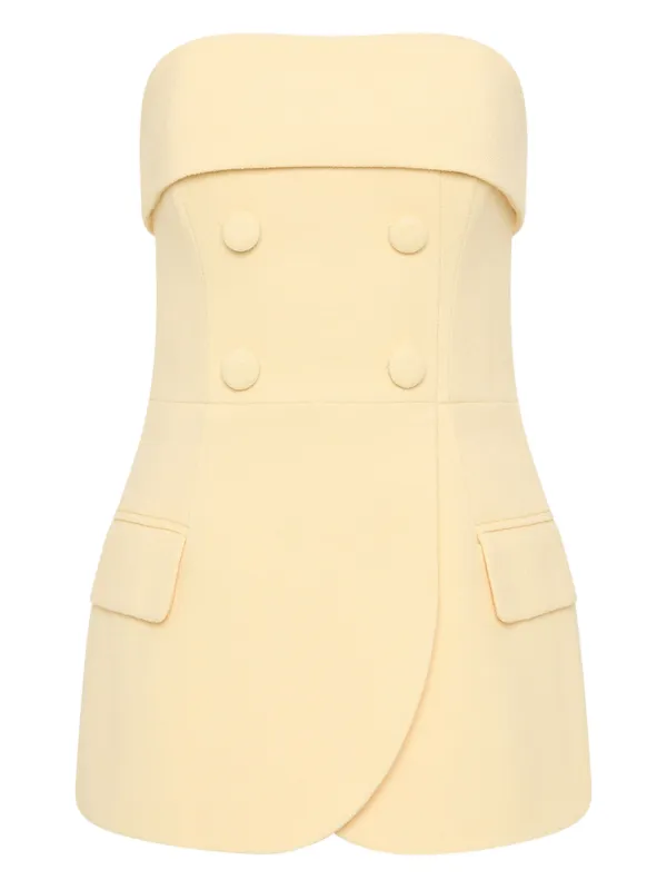 Rebecca Vallance Strapless Double-breasted Top in Yellow