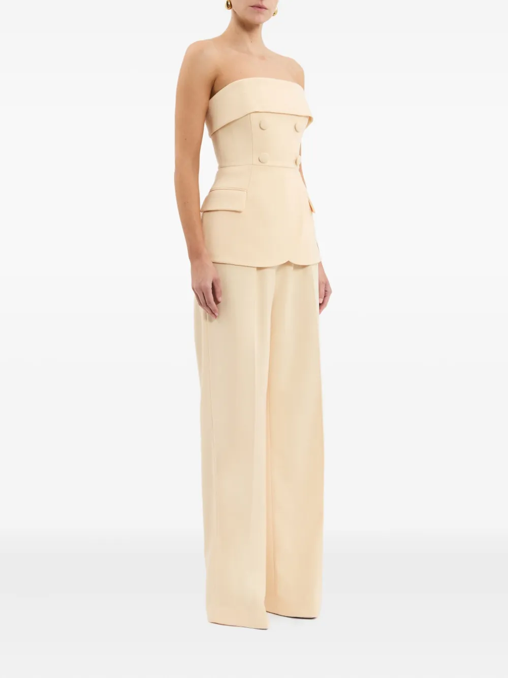 Rebecca Vallance strapless double-breasted top Geel