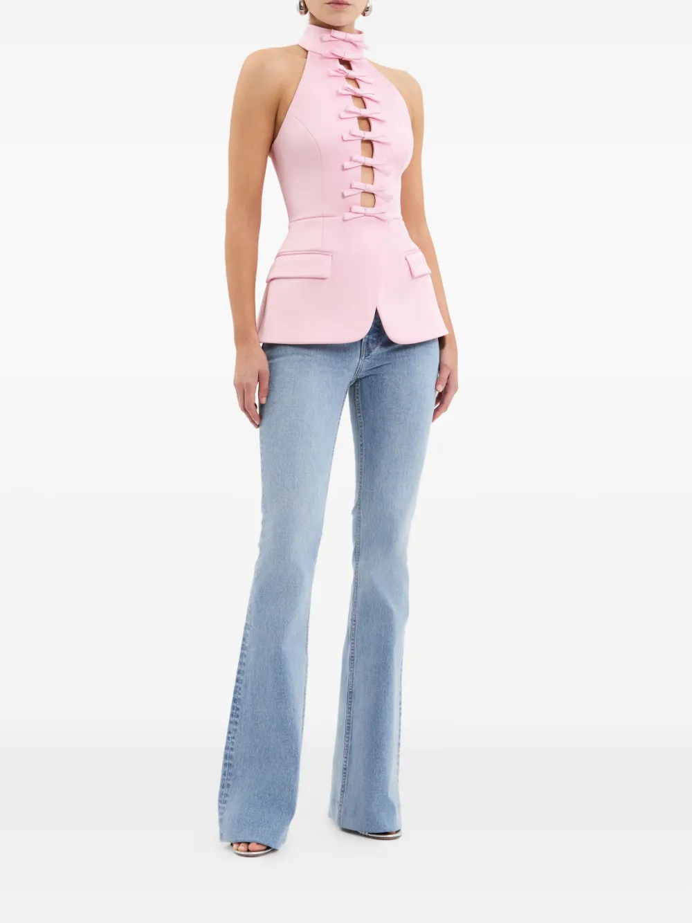 Rebecca Vallance Blouse met halternek en strikdetail - Roze