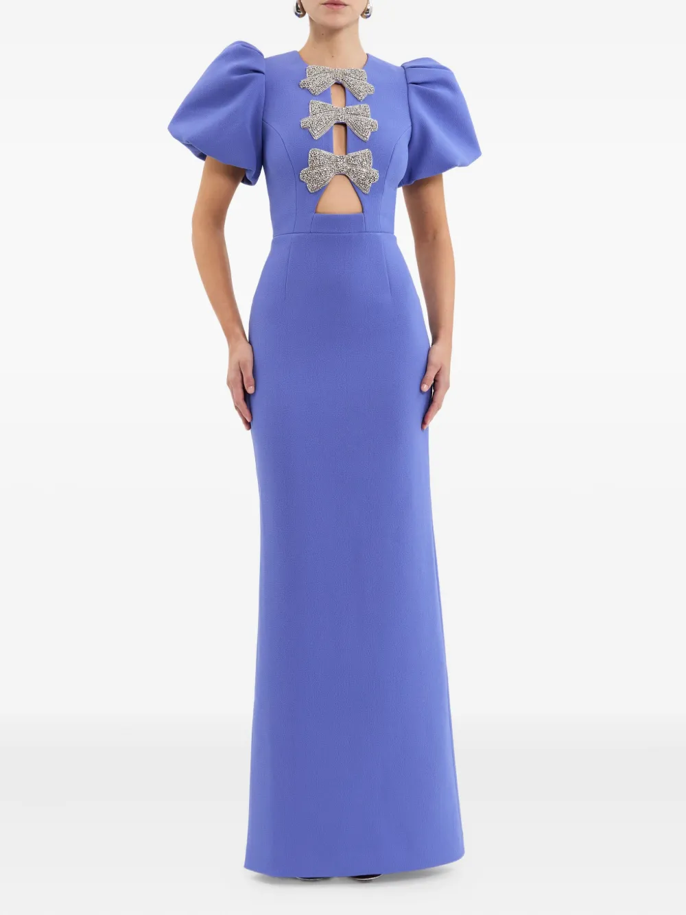 Rebecca Vallance puff-sleeves embellished maxi evening dress - Blauw