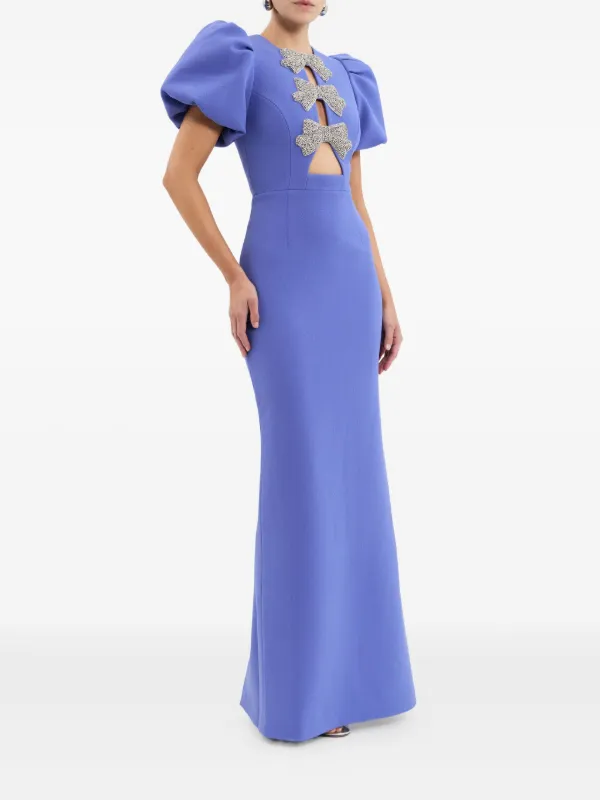 Rebecca Vallance puff-sleeves Embellished Maxi Evening Dress