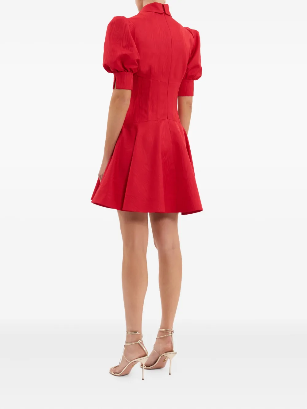 Rebecca Vallance Puff-sleeve Button-front Mini Dress In Red