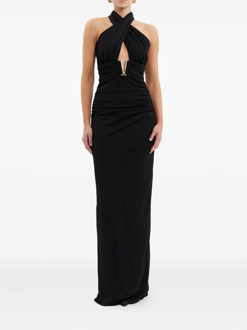 Rebecca Vallance Mischa halterneck maxi dress Zwart