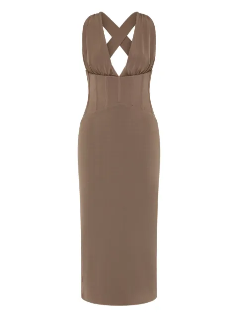 Rebecca Vallance Misha cross-back corset midi dress