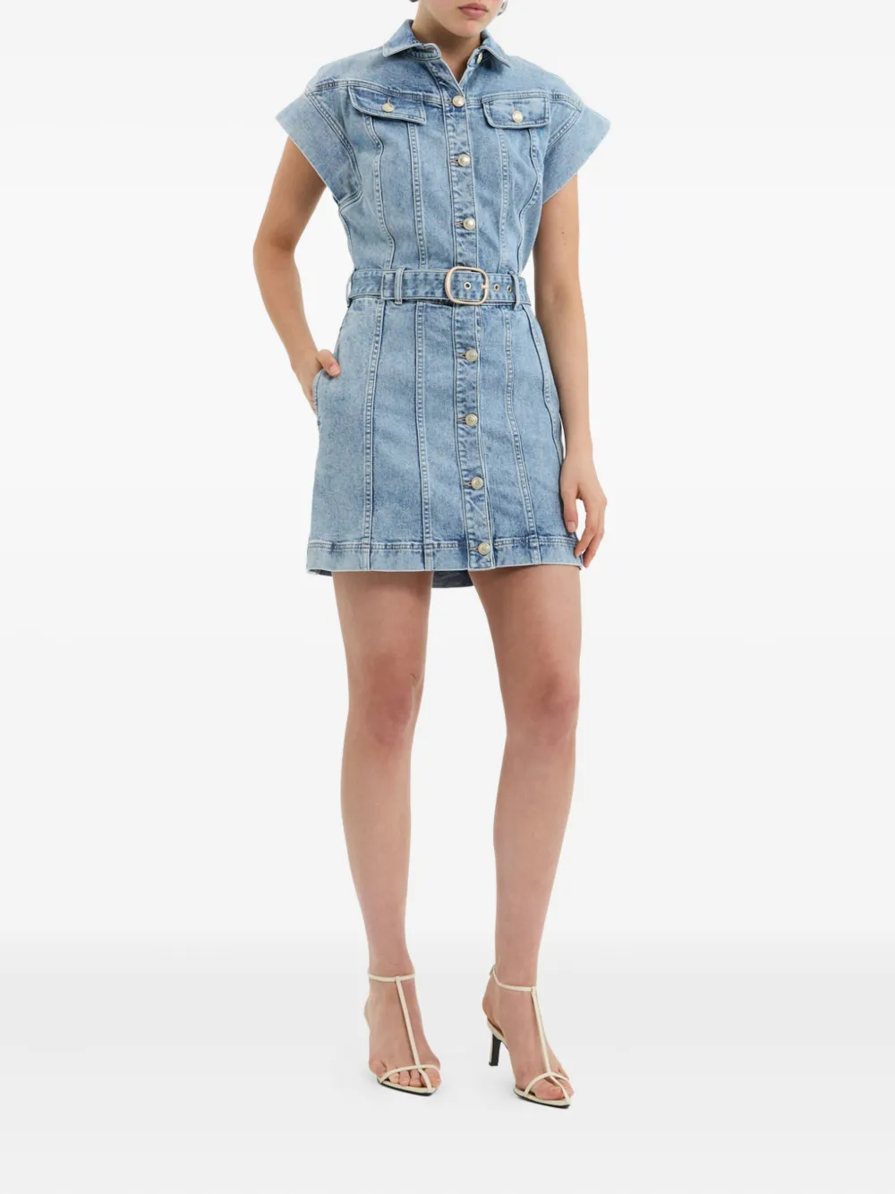 Rebecca Vallance Adian button-down mini-jurk met ceintuur Blauw