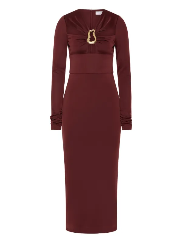 Mischa Long Sleeve Midi Dress Burgundy Size 4