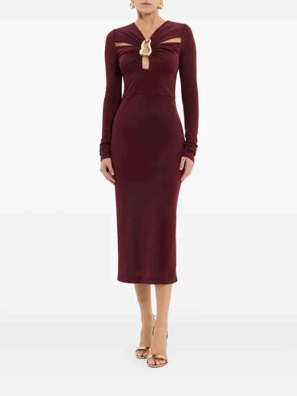chinese dress ladies Cecilie Cut Out Shirt Midi Dress / Dark Chocolate | Meshki main image 0