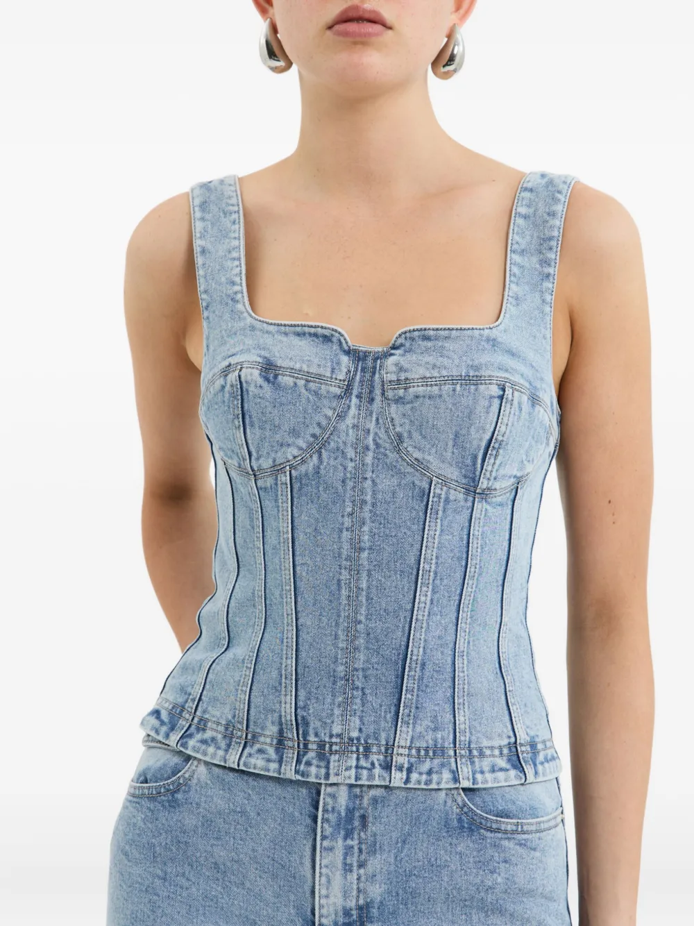 Rebecca Vallance Denim Corset Top In Multi