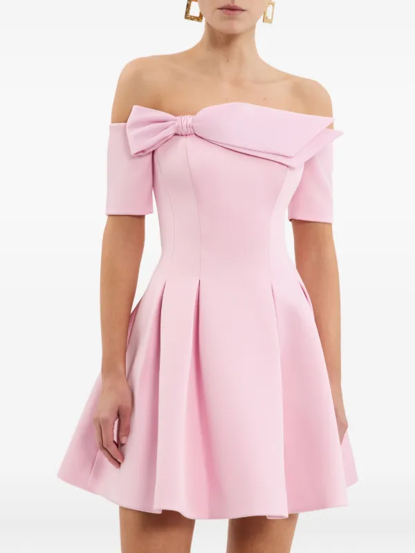 Rebecca Vallance Aymee bow-detail Pleated Mini Dress | Pink | FARFETCH