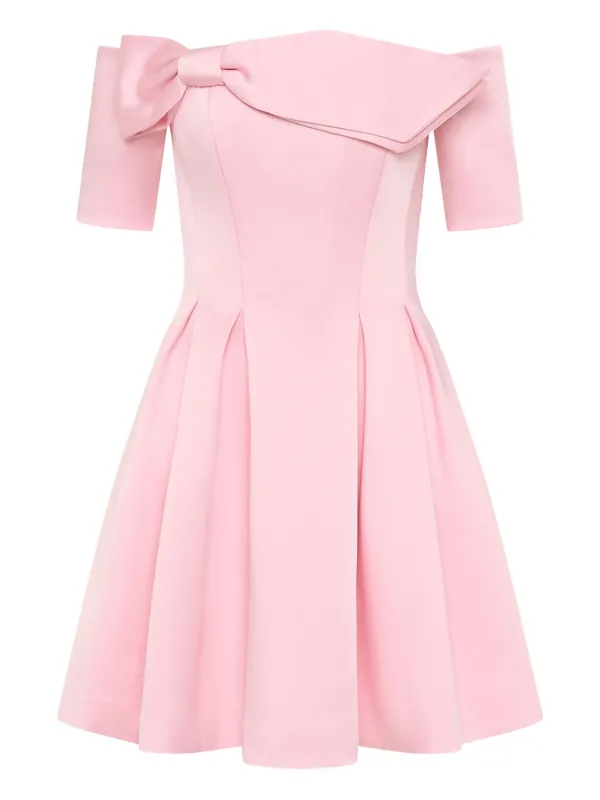 Rebecca Vallance Aymee bow-detail Pleated Mini Dress | Pink | FARFETCH