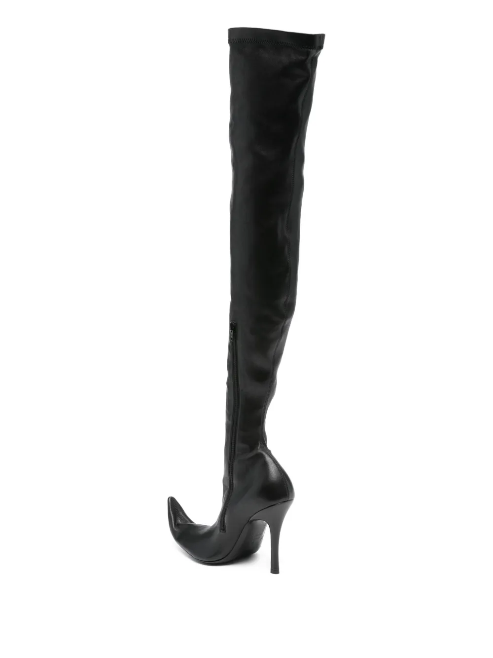 Balenciaga 110 mm leren overknee laarzen met puntige neus Zwart