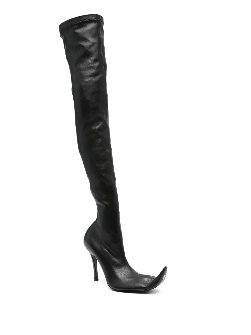 Balenciaga 110 mm leren overknee laarzen met puntige neus Zwart