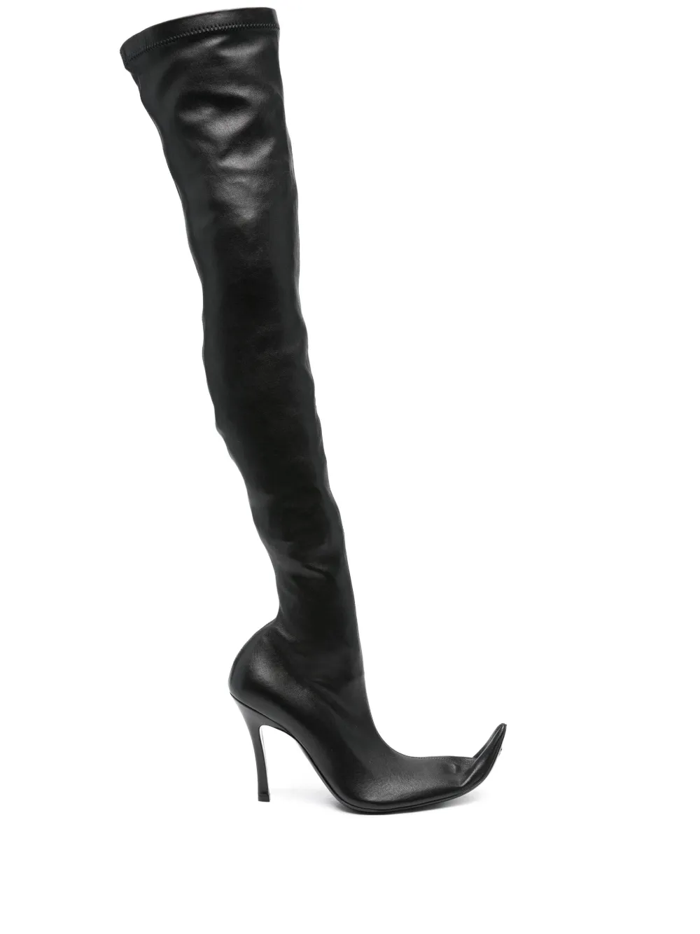 Balenciaga 110 mm leren overknee laarzen met puntige neus Zwart