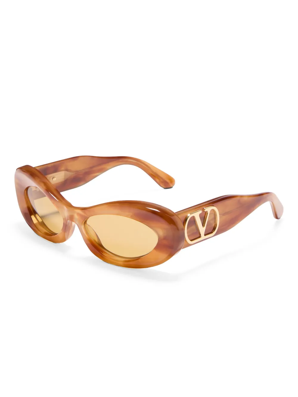 VALENTINO GARAVANI EYEWEAR Zonnebril met ovalen montuur Bruin
