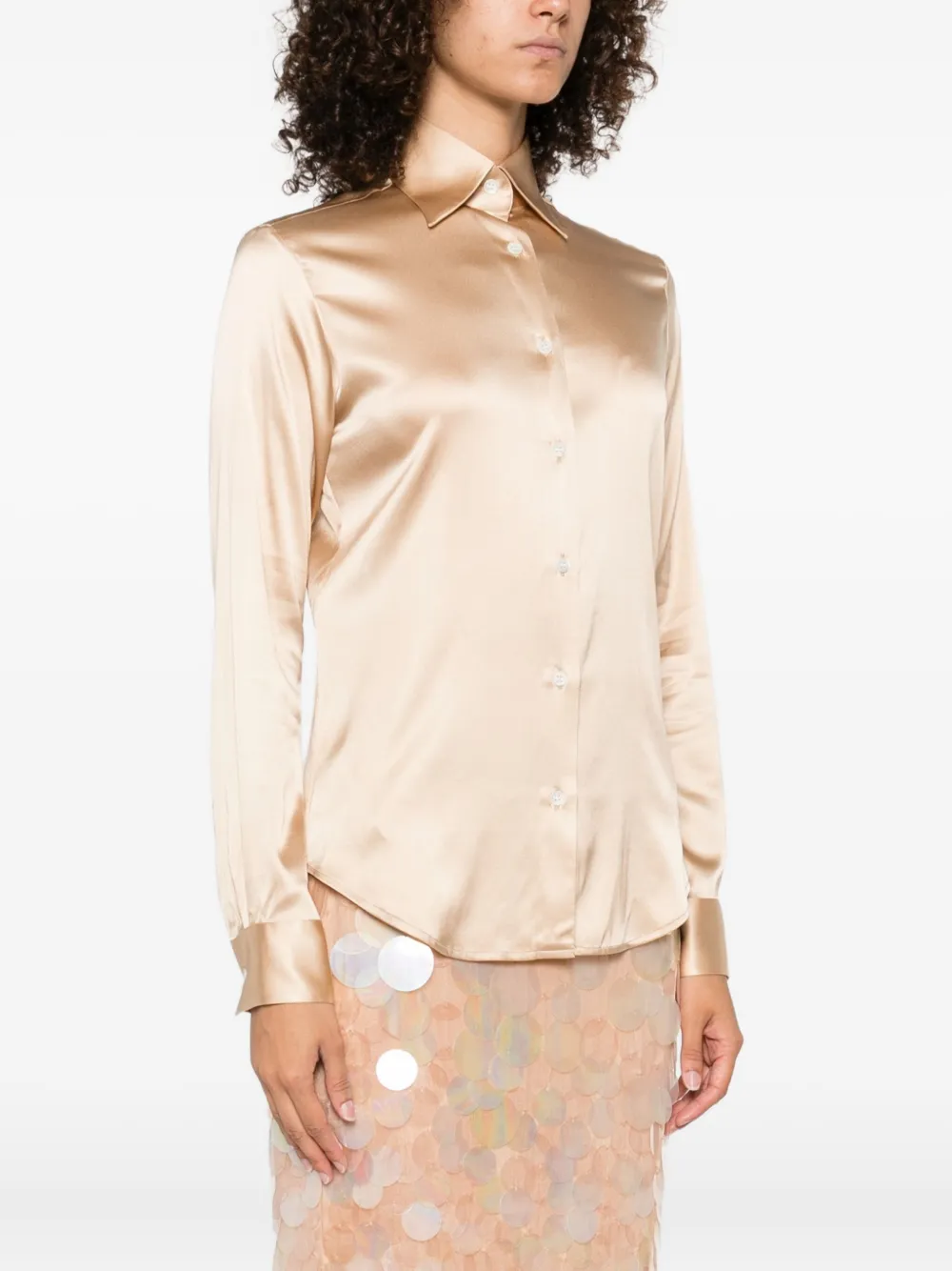 Mazzarelli Blouse van zijdeblend met lange mouwen Goud