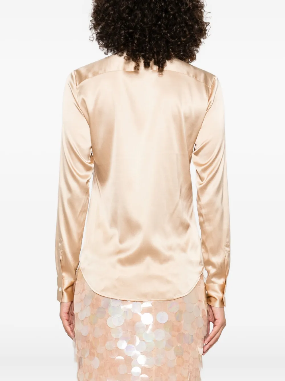 Mazzarelli Blouse van zijdeblend met lange mouwen Goud