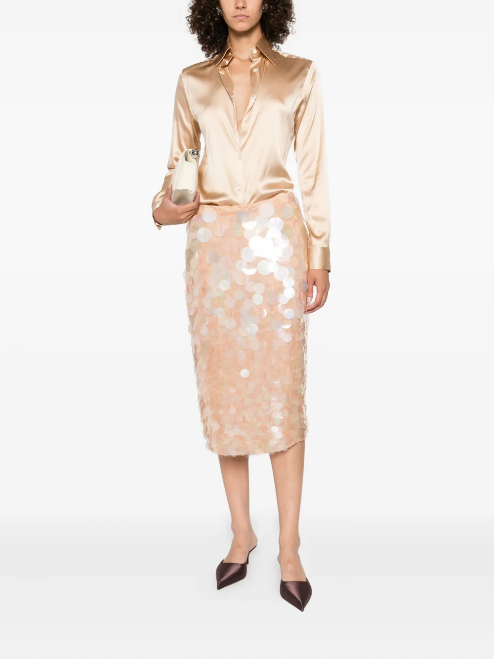 Mazzarelli Blouse van zijdeblend met lange mouwen Goud