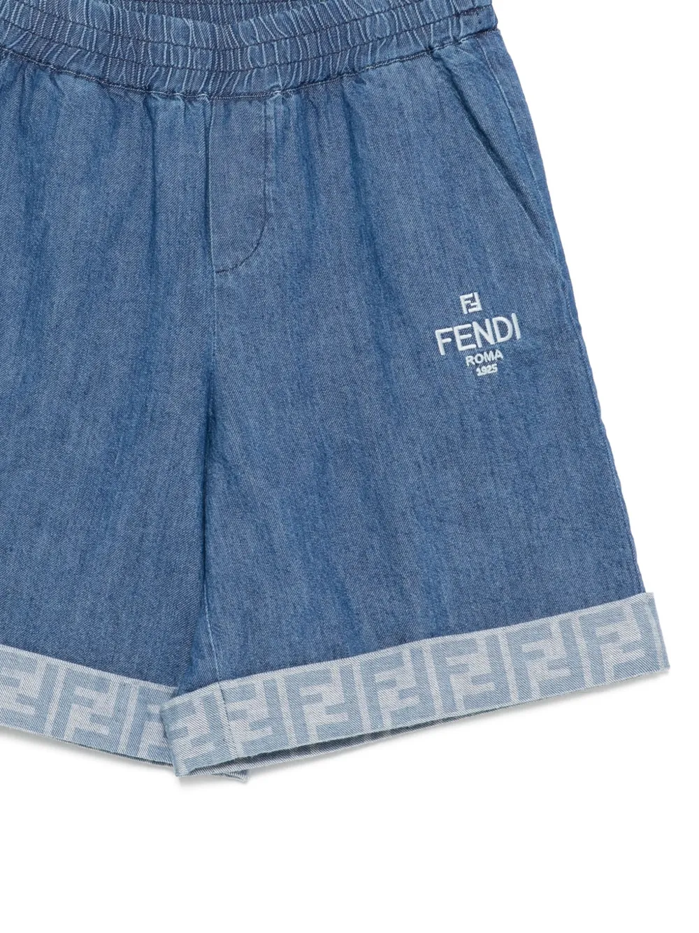 Fendi Kids Spijkershorts met geborduurd logo Blauw