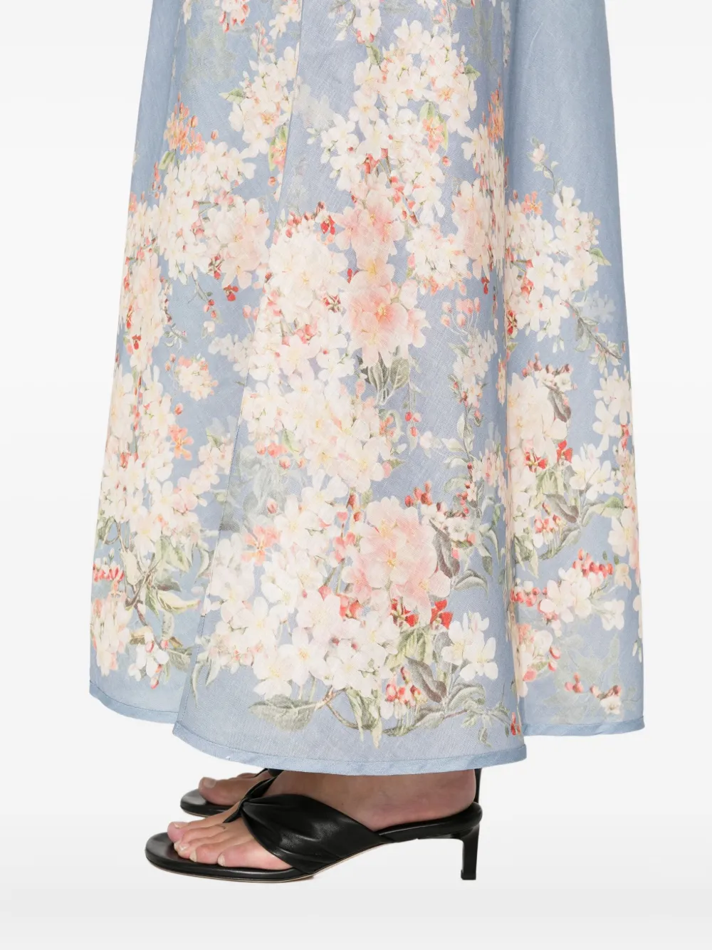 ZIMMERMANN Cascadian linnen rok met bloemenprint Blauw