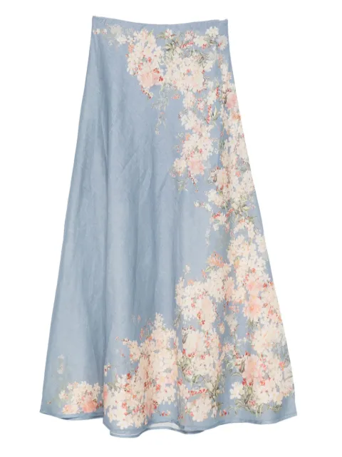 ZIMMERMANN Cascadian floral-print linen skirt