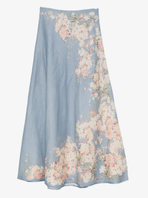 ZIMMERMANN Cascadian floral-print linen skirt