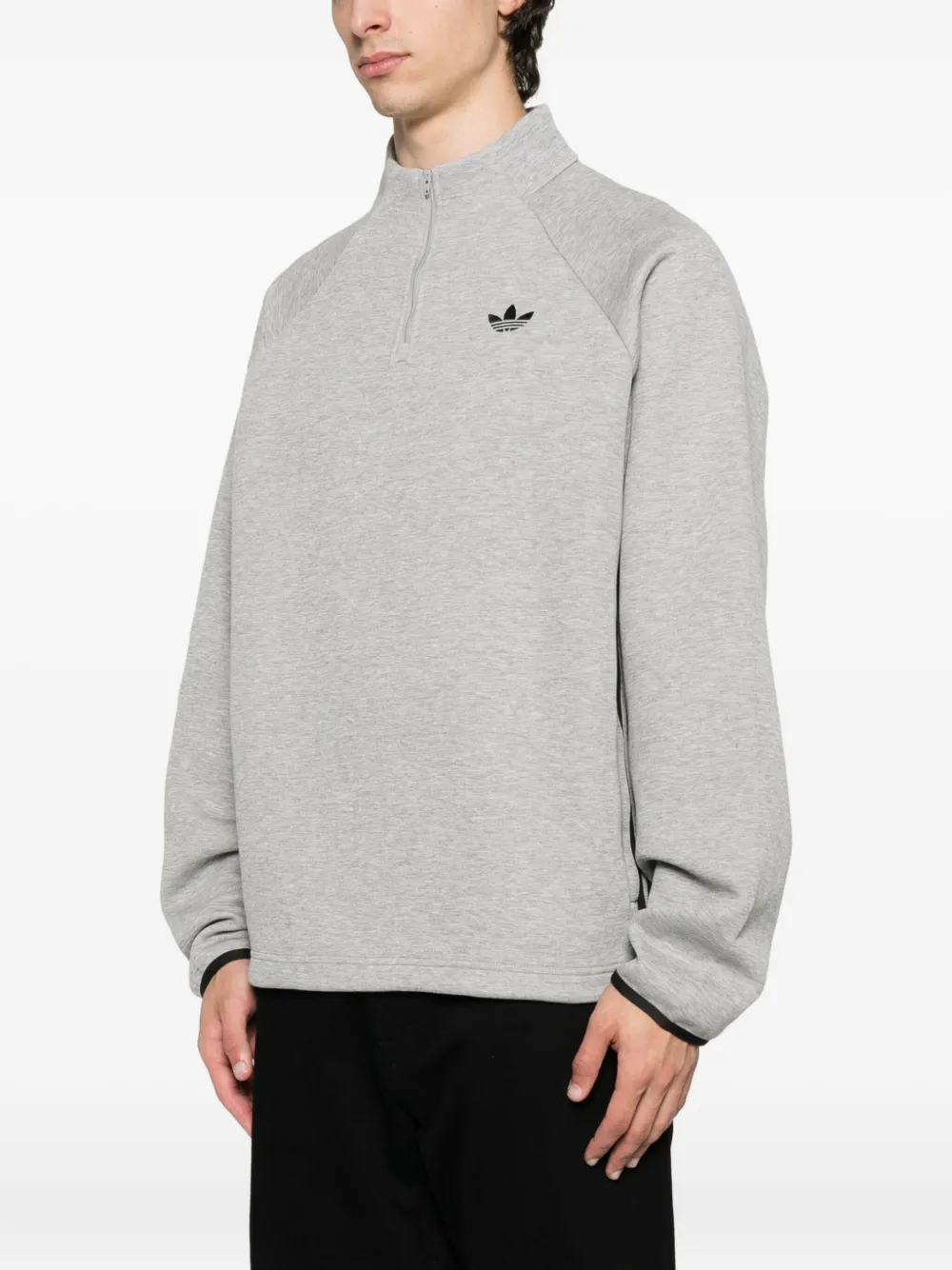 adidas Spacer Drill sweater met halve rits en zijstreep Grijs