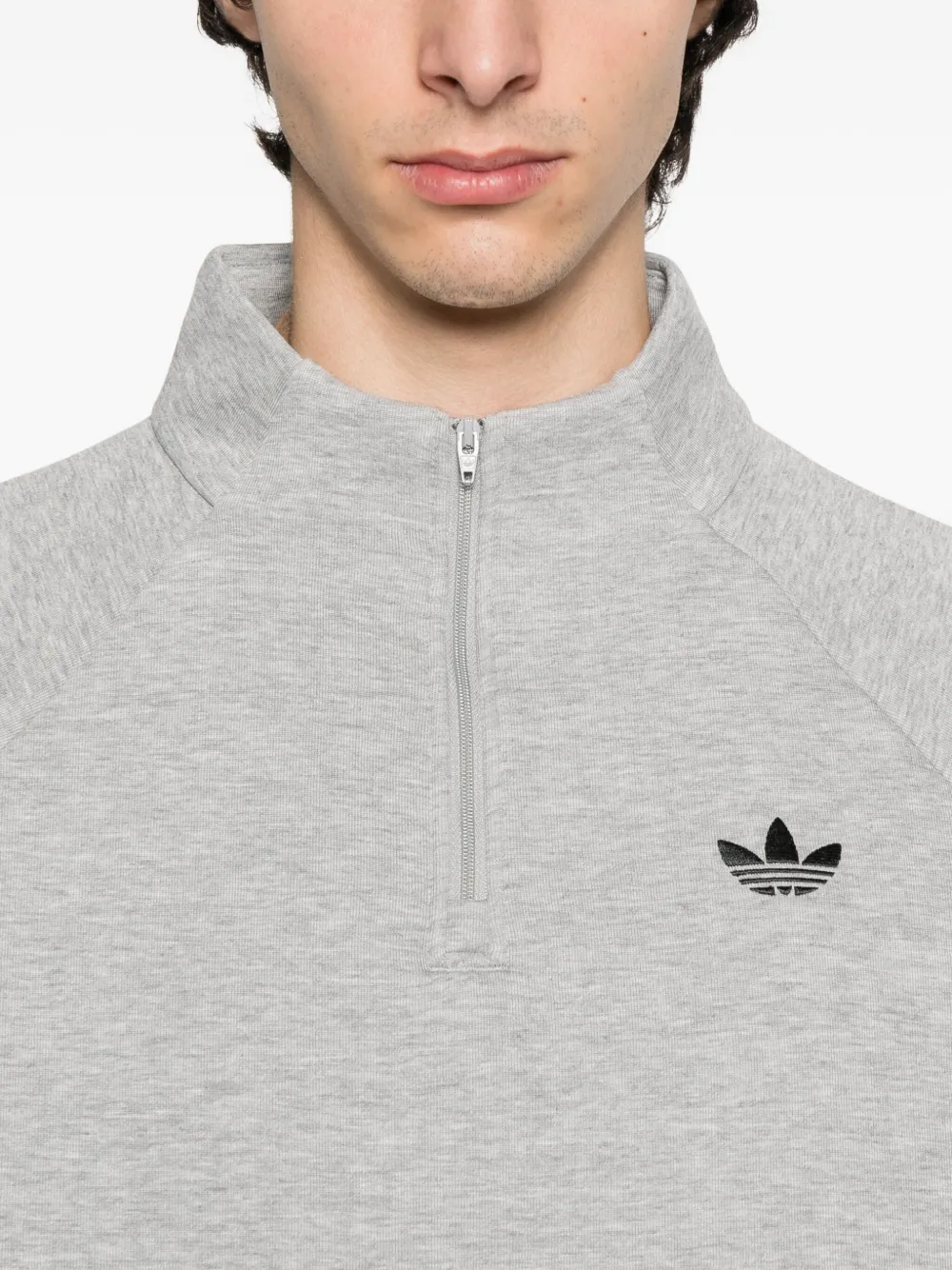 adidas Spacer Drill sweater met halve rits en zijstreep Grijs