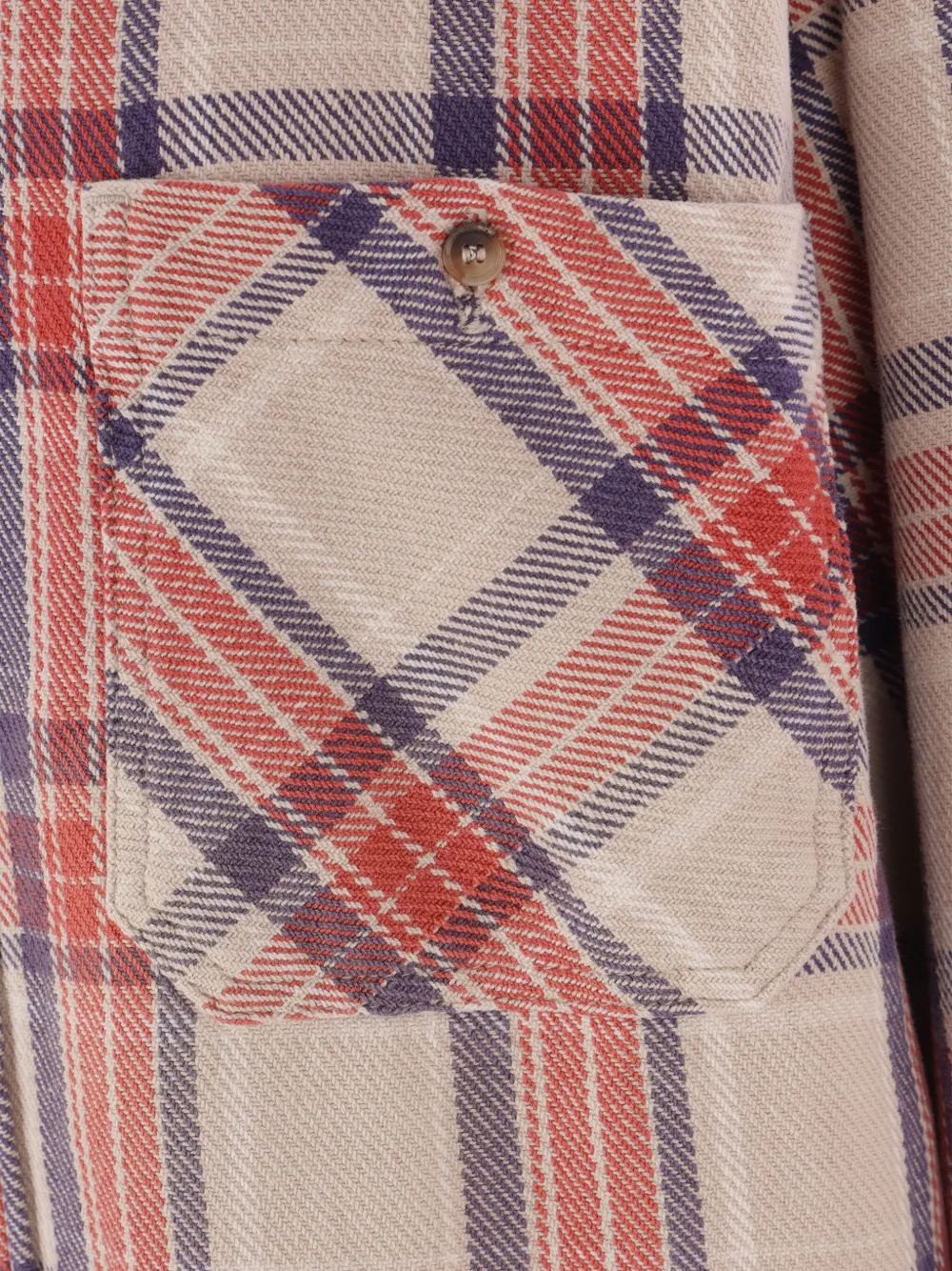 Haikure Geruit shirt met zak Beige