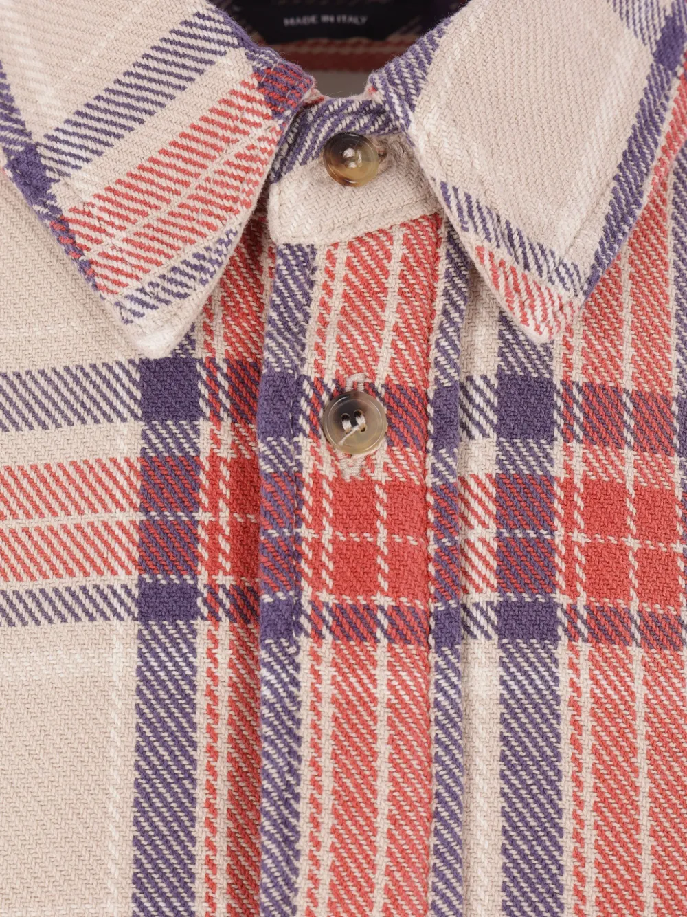 Haikure Geruit shirt met zak Beige