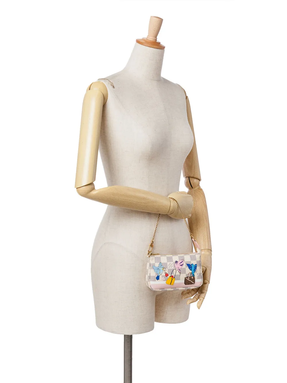 Louis Vuitton Pre-Owned 2018 Damier Azur Christmas Birds Mini Pochette Accessoires handbag | Pre-Owned | Image 2