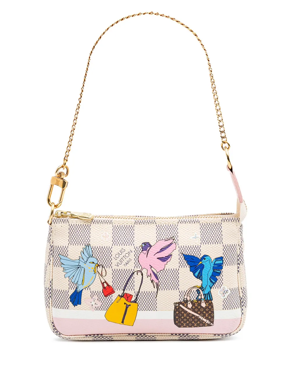 Louis Vuitton Pre-Owned 2018 Damier Azur Christmas Birds Mini Pochette Louis Vuitton Pre-Owned 2018 Damier Azur Christmas Birds Mini Pochette