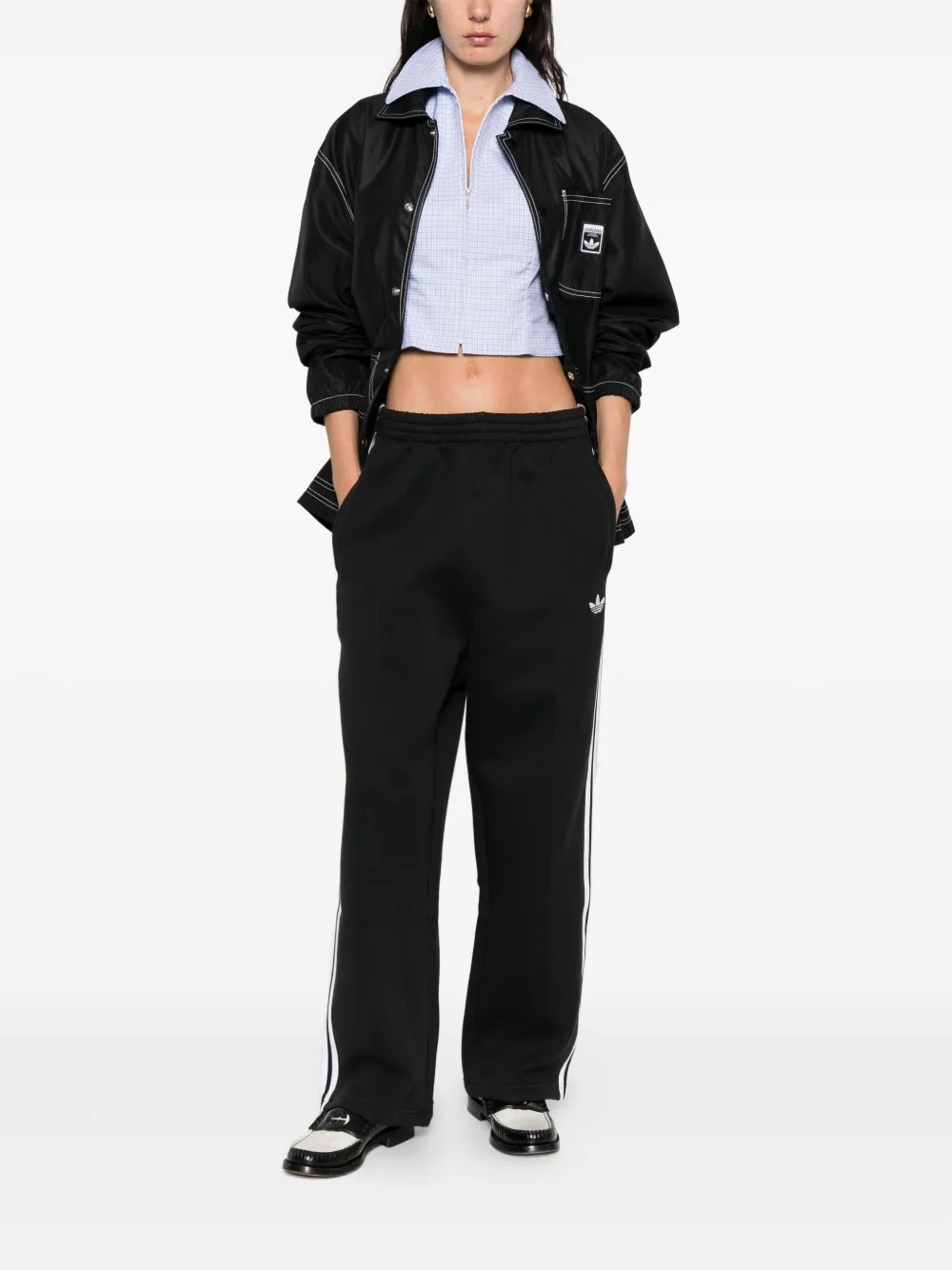 adidas contrast-stitch pocketed shirt jacket | Oversized Jackets | Image 2