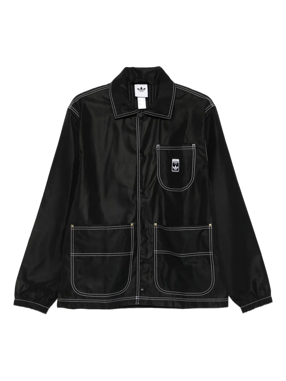 adidas contrast-stitch pocketed shirt jacket | Black | Image 1