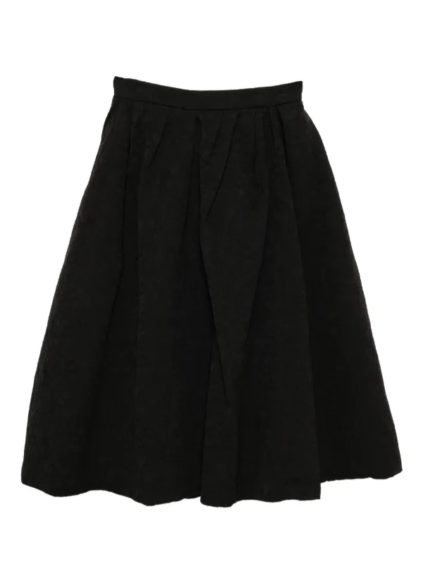 Carolina Herrera Floral Cloque Skirt in Black