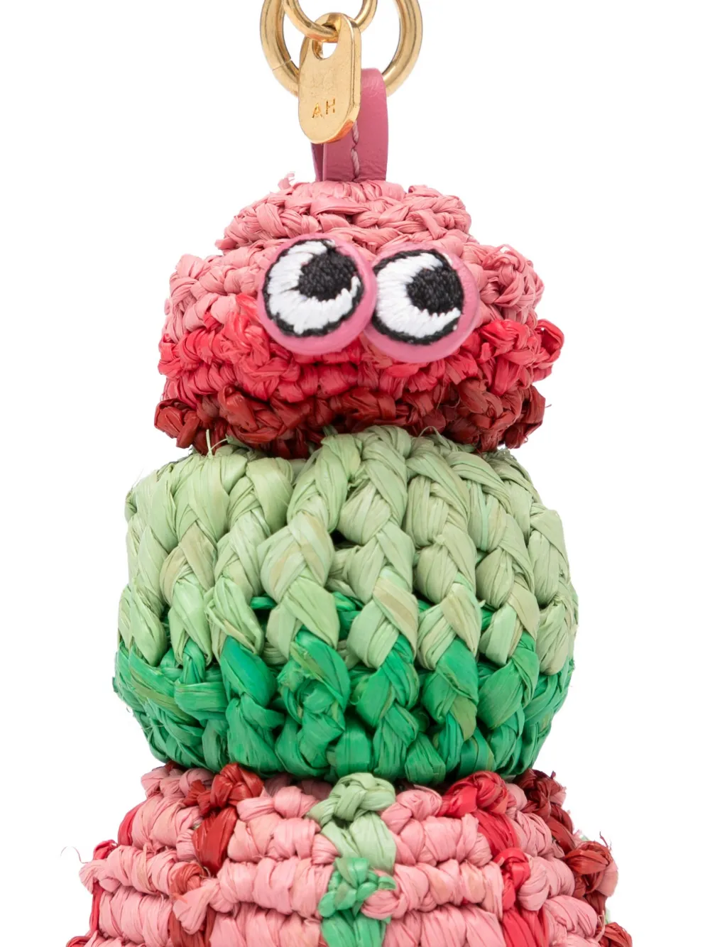Anya Hindmarch Sea Urchin Leather-trimmed Raffia Bag Charm In Multi