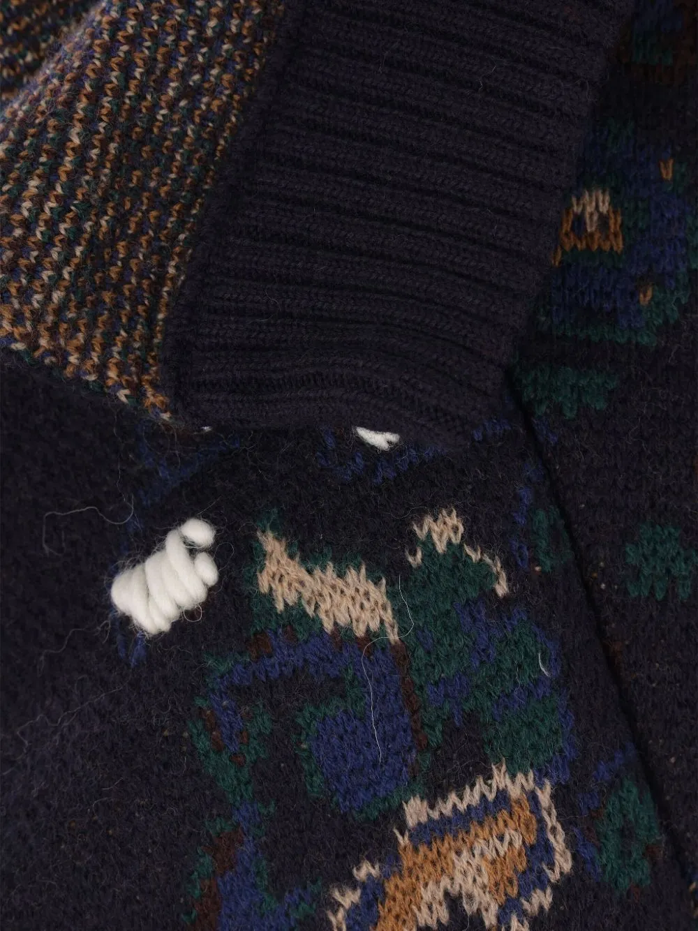 sacai Wollen trui met ruches en patroon Zwart