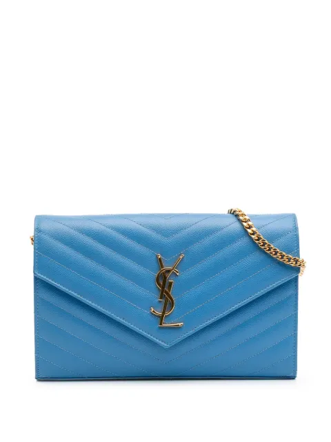 Saint Laurent Pre-Owned 2015 Grain De Poudre Matelasse Chevron Monogram Chain Wallet crossbody bag