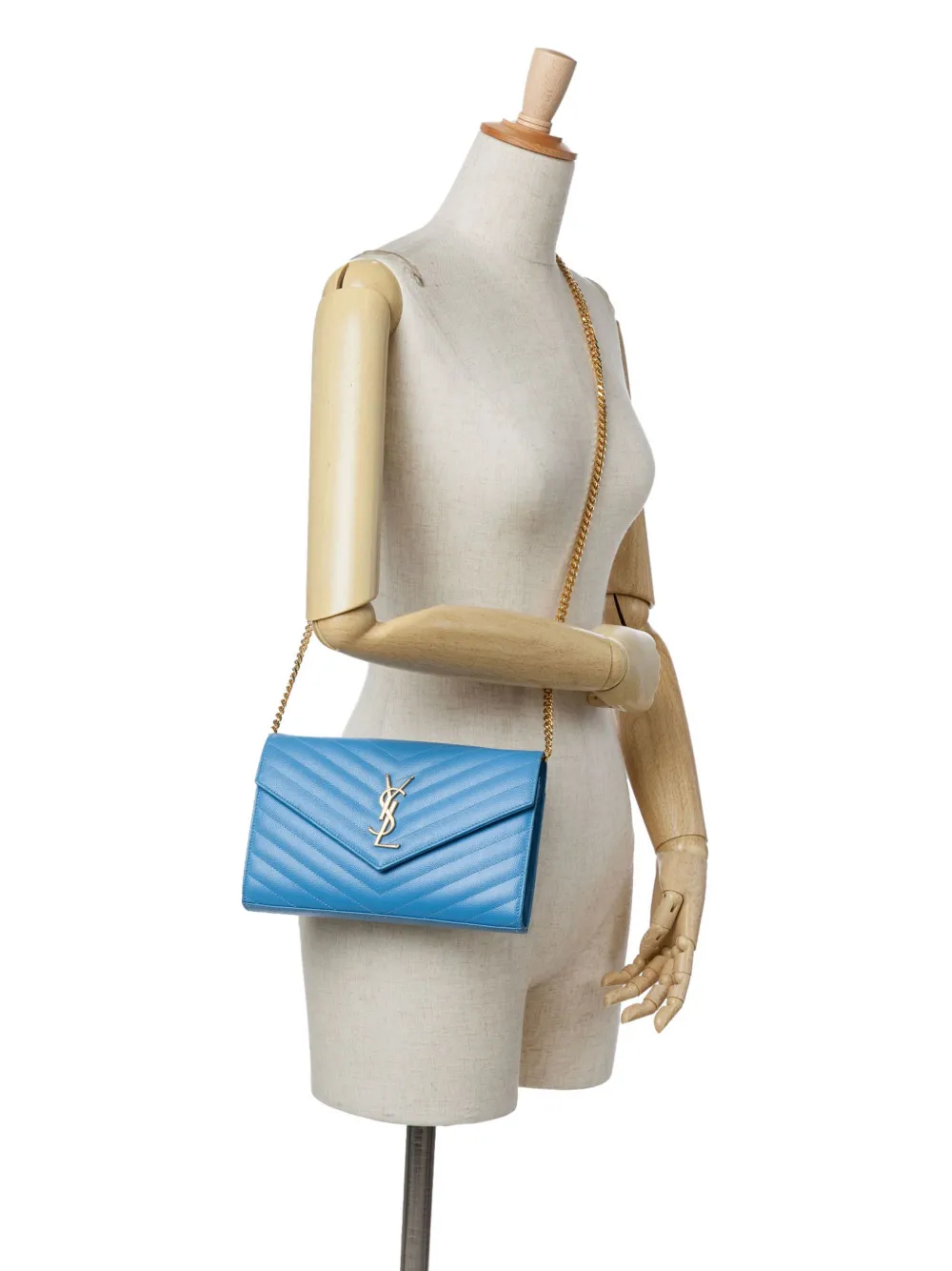 Saint Laurent Pre-Owned 2015 Grain De Poudre Matelasse Chevron Monogram Chain Wallet crossbody bag | Pre-Owned | Image 2