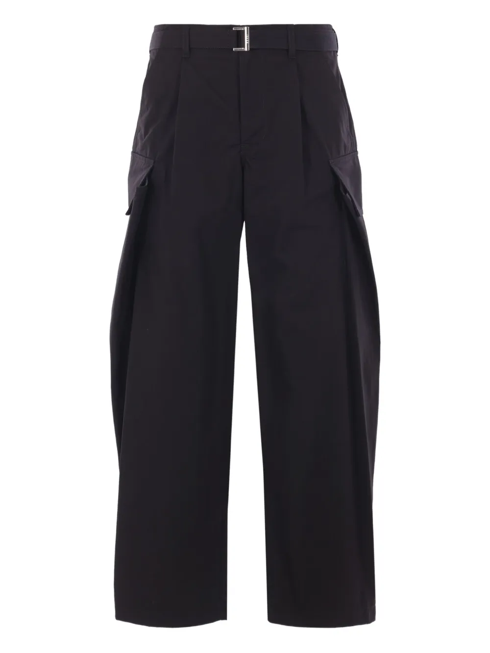 sacai belted wide-leg trousers - ブラック sacai belted wide-leg trousers - ブラック