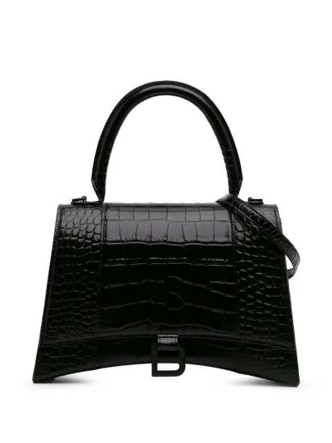 Balenciaga Pre-Owned 2007 Medium Croc Embossed Leather Hourglass Top Handle Bag satchel