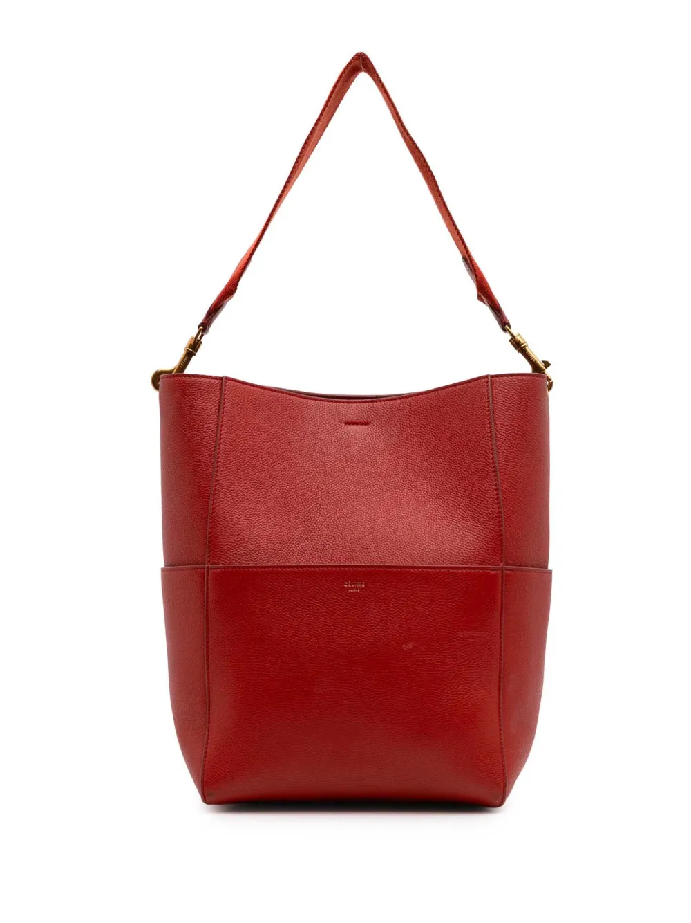 Céline Pre-Owned 2018 Medium Leather Seau Sangle bucket bag - レッド Céline Pre-Owned 2018 Medium Leather Seau Sangle bucket bag - レッド