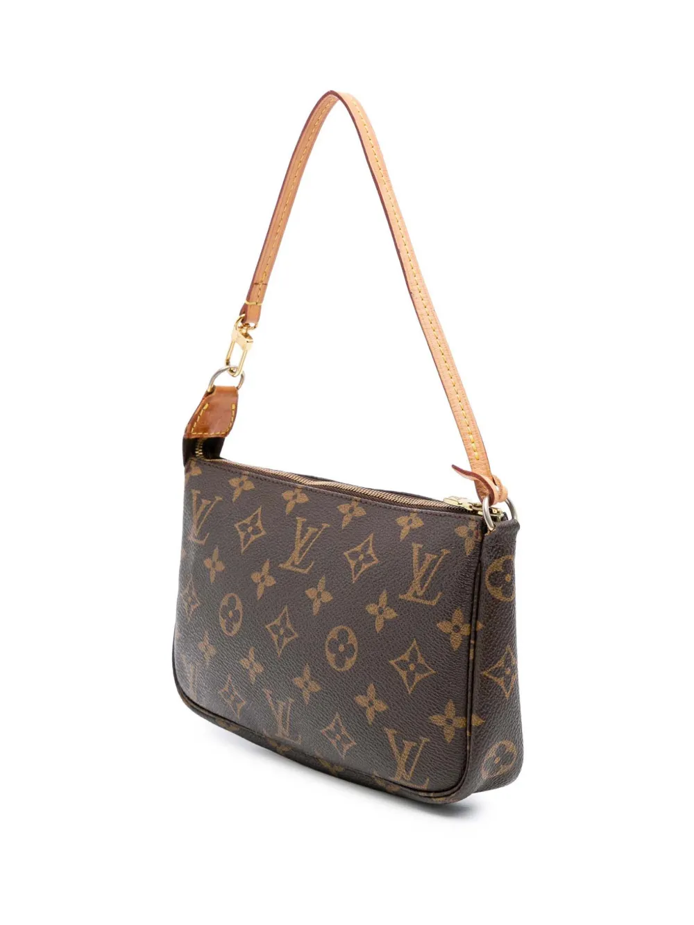 Pre-owned Louis Vuitton 1999 Monogram Pochette Accessoires Shoulder Bag In Brown