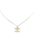 CHANEL Pre-Owned 2000-2010 Silver Enamel CC Pendant Necklace costume necklace